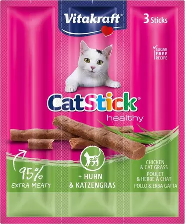 Vitakraft Cat Stick Mini Kip & Kattengras (3 stuks)