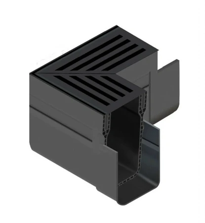 ACO Slimline hoekstuk + zwart aluminimum rooster