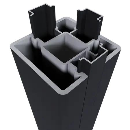 NewTechWood aluminium poortpaalset, 2 stuks met paalkap, 8 x 8 x 270 cm, zwart. - afbeelding 1