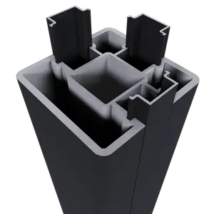 NewTechWood aluminium poortpaalset, 2 stuks met paalkap, 8 x 8 x 270 cm, zwart. - afbeelding 1