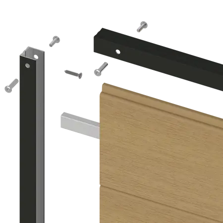 NewTechWood aluminium frameset t.b.v scherm i.c.m betonpalen, zwart gepoedercoat - afbeelding 1