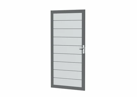 Aluminium deur, 90x183cm, lichtgrijs.