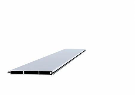 Aluminium schermplank, 2,1 x 19,5 x 180 cm, lichtgrijs.