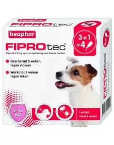 Beaphar Fiprotec Tegen Teken en Vlooien Hond 2-10kg (4 pipetten)