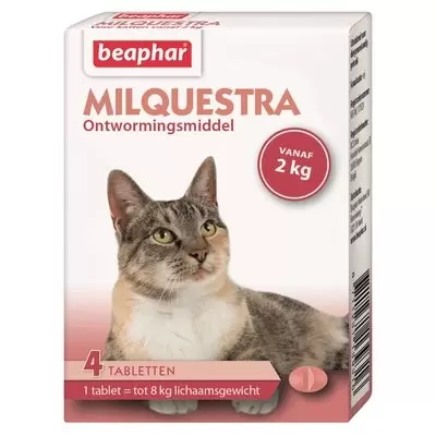 Beaphar Milqestra Kat 2-12kg Ontwormingsmiddel (4 tabletten)