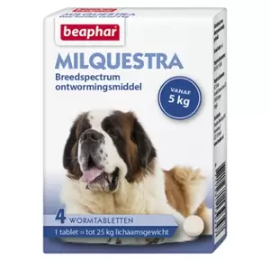 Beaphar Milquestra Hond 5-75kg Ontwormingsmiddel (4 tabletten)