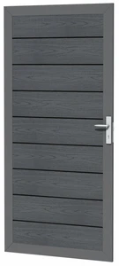Composiet deur met houtmotief in aluminium frame 90 x 183 cm, antraciet.