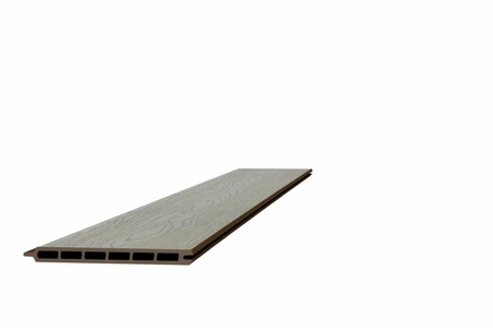 Composiet schermplank houtmotief 2,1 x 19,5 x 180 cm, grijs.
