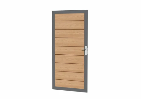 Composiet co-extrusie rabat deur met houtmotief, 90 x 183 cm.
