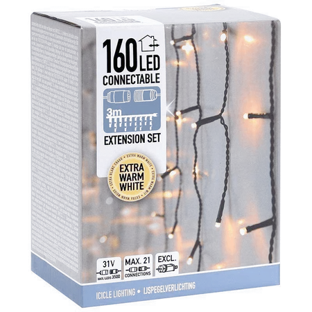 Connectable icicle 160LED (Extra warm wit)
