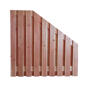 Douglas geschaafd plankenscherm 19-planks 16 mm, 180 x 180-90 cm, verticaal 4 recht dan aflopend, on