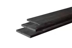 Douglas fijnbezaagde plank 2,2 x 20,0 x 400 cm, zwart gedompeld.