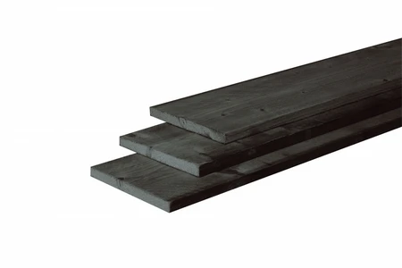Douglas fijnbezaagde plank 2,5 x 25 x 500 cm, zwart gedompeld.
