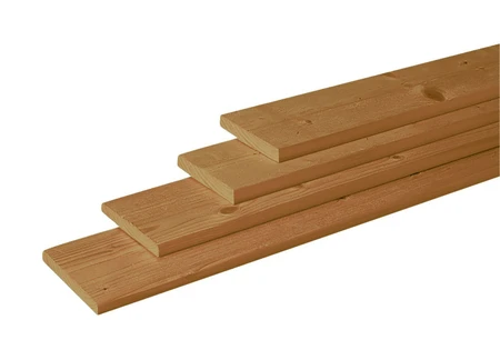 Douglas geschaafde plank 1,6 x 14 x 180 cm, groen geïmpregneerd.