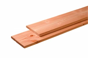 Douglas plank 1 zijde geschaafd, 1 zijde fijnbezaagd 2,8 x 19,5 x 400 cm, onbehandeld.
