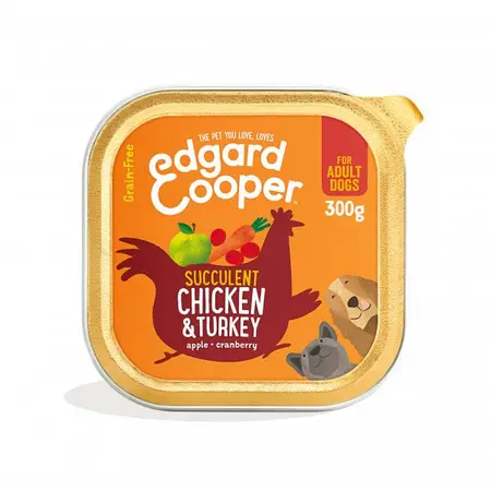 Edgard&Cooper hond adult kuipje kip&kalkoen 300gr