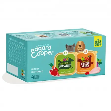 Edgard&Cooper hond adult kuipje kip&lam mp 4x300gr
