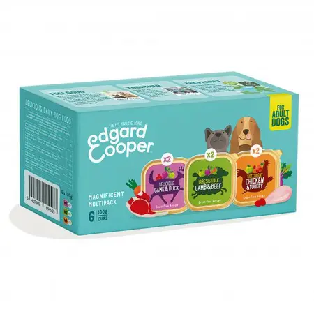 Edgard&Cooper hond adult kuipje kip&wild&lam mp 6x100gr