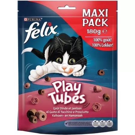 Felix Play Tubes Kalkoen&Ham - Kattensnack - 180 g
