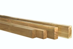 Grenen geschaafde regel 4,4 x 9,5 x 300 cm, groen geïmpregneerd.