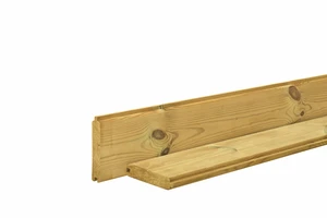 Grenen blokhutplank (afdekplank) 2,8 x 13,5 x 200 cm, groen geïmpregneerd.