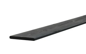 Grenen geschaafde plank 1,5 x 14,0 x 180 cm, zwart gedompeld.