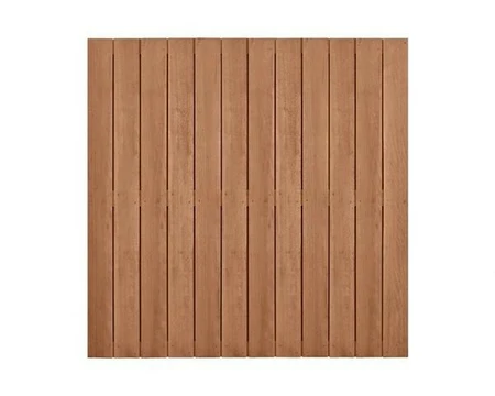 Hardhouten geschaafd plankenscherm design 28-planks 15 mm, recht verticaal, 180 x 180 cm.
