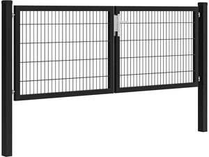 Hillfence metalen dubbele poort Premium-line inclusief slot, 300 x 100 cm, zwart.