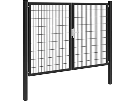 Hillfence metalen dubbele poort Premium-line inclusief slot, 300 x 180 cm, zwart.