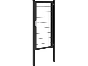 Hillfence metalen enkele poort Premium-line inclusief slot, 100 x 180 cm, zwart.