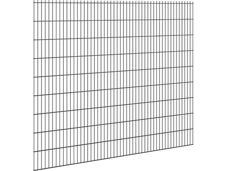 Hillfence metalen scherm, dubbele staafmat, 250 x 183 cm, zwart.