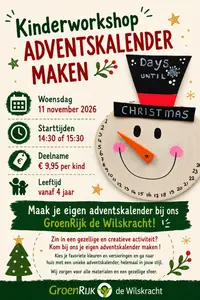 Kinderworkshop adventskalender om 14:30 uur.