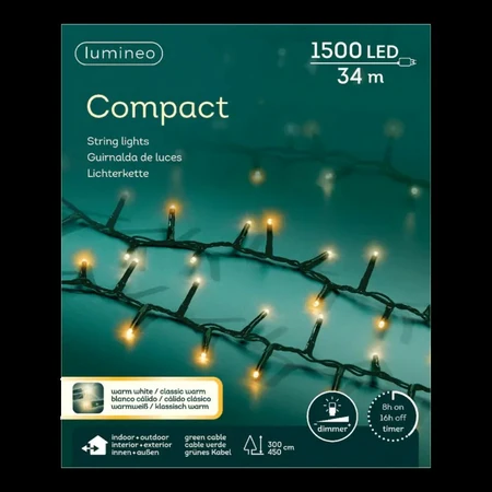 Lumineo tree lights Led compact l34m-1500l grn/warm wit/classic warm - afbeelding 1