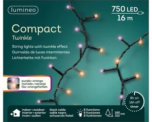 Lumineo tree lights Led compact twinkle paars- oranje l16m-750l zwat