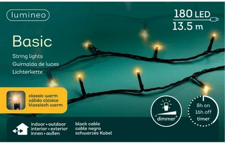 Lumineo tree lights Rice led bu l13.5m-180l zwart/classic warm - afbeelding 1