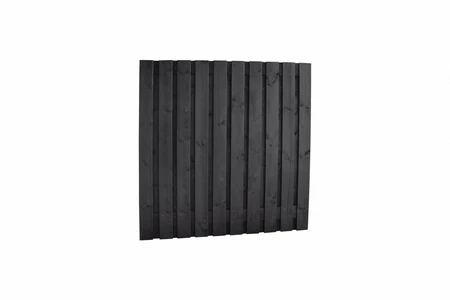 Naaldhout geschaafd plankenscherm 21-planks 15 mm, 180 x 180 cm, recht, geïmpregneerd en zwart gespo
