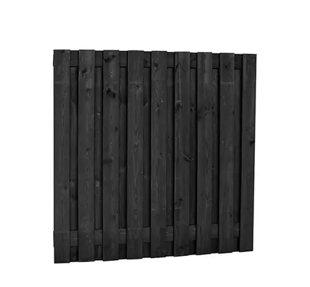 Naaldhout geschaafd plankenscherm 19-planks 15 mm, 180 x 180 cm, recht, geïmpregneerd en zwart gedom