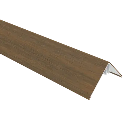 NewTechWood aluminium co-extrusie hoekprofiel rhombus t.b.v. wand bekleding, 6 x 6 x 300 cm, Teak. - afbeelding 1