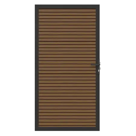 NewTechWood co-extrusie composiet deur in aluminium frame, horizontaal triple, 100 x 195 cm, Teak/zw