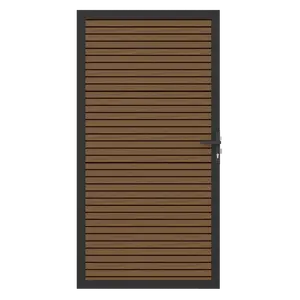 NewTechWood co-extrusie composiet deur in aluminium frame, horizontaal triple, 100 x 195 cm, Teak/zw