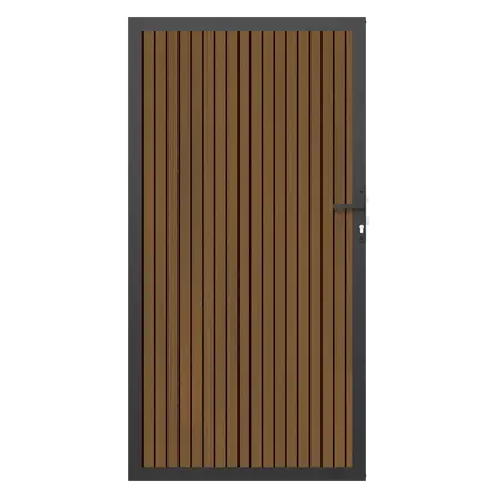 NewTechWood co-extrusie composiet deur in aluminium frame, verticaal triple, 100 x 195 cm, Teak/zwar