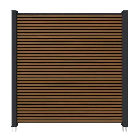 NewTechWood co-extrusie composiet scherm Triple, 180 x 180 cm, Teak/zwart.