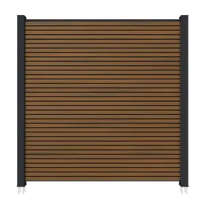 NewTechWood co-extrusie composiet scherm Triple, 180 x 180 cm, Teak/zwart.