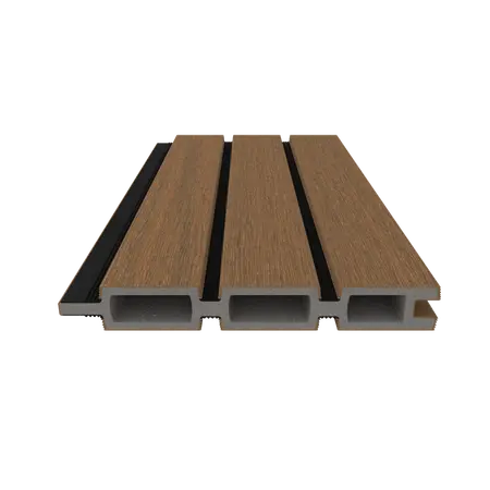 NewTechWood co-extrusie composiet Triple Rhombus schermplank, 2,1 x 16 x 180 cm, Teak/zwart. - afbeelding 1