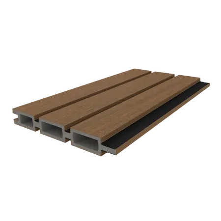 NewTechWood co-extrusie composiet Triple Rhombus schermplank, 2,1 x 16 x 180 cm, Teak/zwart. - afbeelding 2