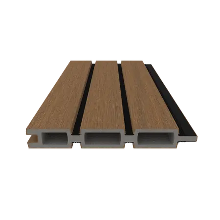 NewTechWood co-extrusie composiet Triple Rhombus schermplank, 2,1 x 16 x 180 cm, Teak/zwart. - afbeelding 3