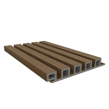 NewTechWood HKC co-extrusie wand bekleding castellation 25 profiel, 2,5 x 19,6 x 290 cm, Teak. - afbeelding 3