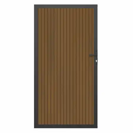 NewTechWood Co-extrusie composiet deur in aluminium frame, verticaal triple, 100 x 195 cm, Teak.