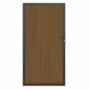 NewTechWood Co-extrusie composiet deur in aluminium frame, verticaal triple, 100 x 195 cm, Teak.