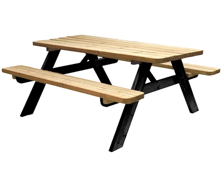 Picknicktafel Easy zwart onderstel,42mm dik,blad180x70cm.